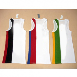 Amanda49 Summer Fashion Hip Hop Style Round Neckline Vertical Stripes Imperial Crown Embroidered Sleeveless Cotton Vest