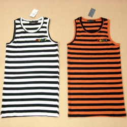 Amanda49 Summer Fashion Hip Hop Style Round Neckline Stripes Patterns Letters Embellished Sleeveless Cotton Vest