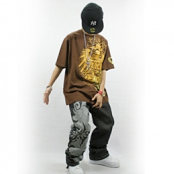 Amanda49 Hip Hop Style Street Fashion Bird Printing Round Neckline Elastic Cotton Short Sleeve T-Shirt