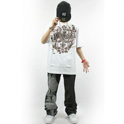 Amanda49 Hip Hop Style Street Fashion Cool Printing Round Neckline Elastic Cotton Short Sleeve T-Shirt