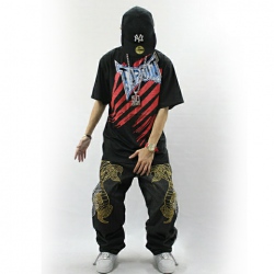 Amanda49 Hip Hop Style Street Fashion Rhinoceros Printing Round Neckline Elastic Cotton Short Sleeve Men's T-Shirt
