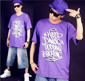 Amanda49 Hip Hop Style Street Fashion Round Neckline Short Sleeve Elastic Cotton T-Shirt