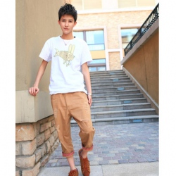 Amanda49 School Broken Hole Style Cotton Long Trousers For Men