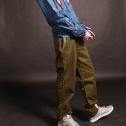 Amanda49 Concise and Leisure Net Pocket Hem Twill Trousers For Men