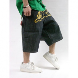Amanda49 Hip Hop Style Street Fashion Feel Cartoon Pattern Middle Yellow Jean Pants For Man