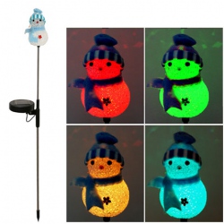 Amanda49 CIS-42144 Snowman Polyresin LED Color-changing Solar Lamp for Garden Lawn