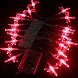 Amanda49 CIS-84068 Lovely Home Decoration Red LED String Lamp with 1.5M 10 Dragonfly Leds - Use Battery