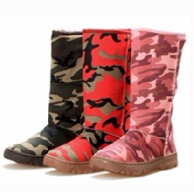 Women's Camouflage Canvas Flat Winter Knee High Boots