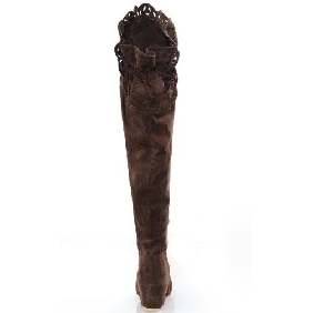 Sweet Lace Flat PU Leather Thigh-High Boots