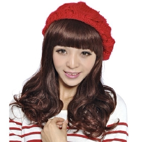 OL Temperament Type Fluffy Long Neat Bang Curly Party Wigs