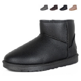Men's Sleeve Leather Round Ankle Snow Boots