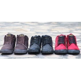 Men's Matte Leather Lace-up Ankle Round Snow Boots