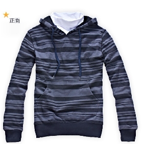Men's Stripe Cotton Hoodies Fashion Casual England Coat