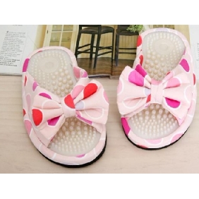 Women's Sweet Massage Function Wear-resisting Waterproof Bow Slippers
