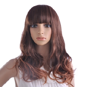 Long Fluffy Sweet and Lovely Style Neat Bang Curly Full Lace Wigs