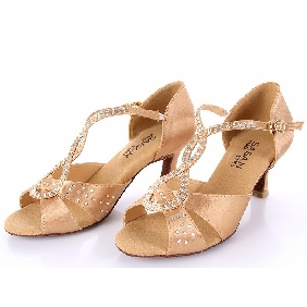 Women's Apricot Rhinestone Latin Shoes