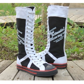 College of Fashion Features Canvas Flat Knee High Boots