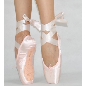 Ankle Straps Satin Light Pink Hard Soles Soft Ballet Shoes