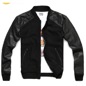 Men's Black Spring and Autumn Western Style Band Collar Jackets