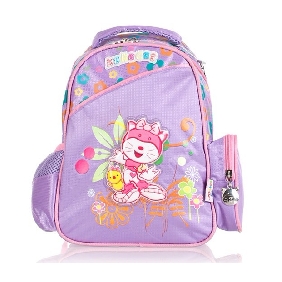 Purple Cartton Images on Kids Backpack Import of Zipper Non-woven Backpacks