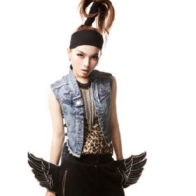 Women's Dark Blue Button Western Style Summer Cowboy Waistcoats
