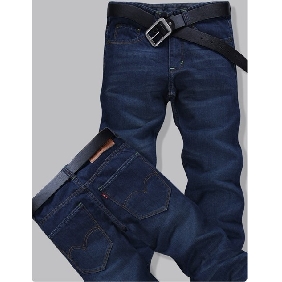 Men's Slim Korean Straight Legs Navy Blue Jeans