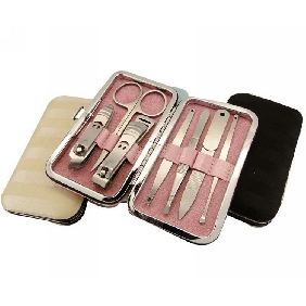 Portable Stainless Steel Nail Clippers Set Pink Beauty Nail Tools