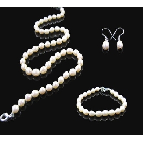 Jewelry Sets / Natural Pearl Necklace / Bracelet / Ear Pin