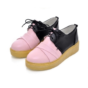 Lady Fashionable Casual Shoes Laced Platform Shoes Flat Heels