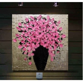 Pink Flower Abstract on Canvas Painting Frameless Hand-painted Oil Painting