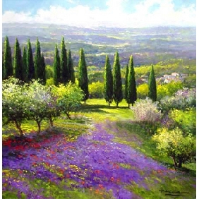 Lavender - Whisper Pure Hand-painted Framed Pastoral Landscapes Oil Painting