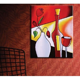 Vase with Roses Frameless Hand-painted Oil Painting