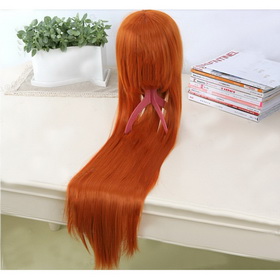 COS EVA Asuka Langley Soryu Orange Extra Long Straight Cosplay Wigs