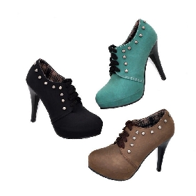 Rivets Platform High-heeled Ankle Lace Up Western Style Boots for Women