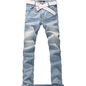 Men's Korean Style Jeans Straight Trousers Light Blue Jeans