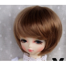 1 / 6 BB Wig Golden Brown Mushroom Head Straight Doll Wig