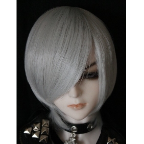 Synthetic Silk Short Straight Silver Doll Wig