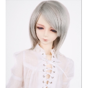 Fashion Handsome Synthetic Silk Short Straight Silver Doll Wig