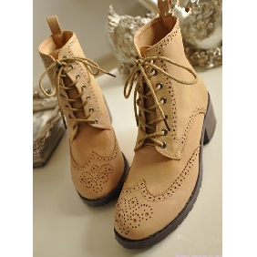 Women's British Wind Retro Leisure Platform Lace Up Ankle Boots