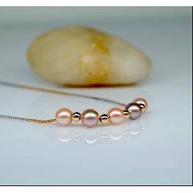 Natural Mix Colour Five Pearls 925 Silver Chain Fashion Necklace