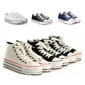 Women's Fashion Thickening Bottom Leisure Pure Color Canvas Platform Shoes