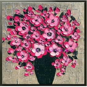 Hand-painted Thick Pink Flower Abstract Oil painting