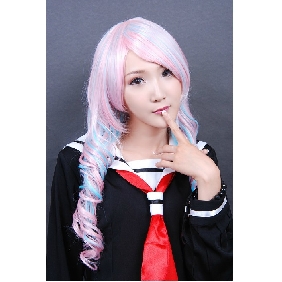 Lolita 70 CM Long Curly Hair Light Pink Blue Cosplay Wigs