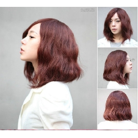 Natural Deep Wave Short Brown Curly Hair Full Lace Wigs