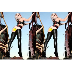 Queen Leather Skin Black Stockings Elastic Cortex Knee Socks Match a Sexy T-shaped Pants