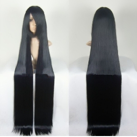 Black Straight 1.2M Long Cosplay Wigs