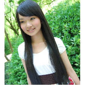 Girl Students Natural Black Long Straight Hair Wig Full Lace Wigs