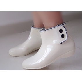 Women's Fashion Clasp Ankle Boots White Cute Rain Boots Galoshes