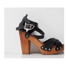 European Style Retro Cross-belt Rivets Clogs High-heeled Sandals
