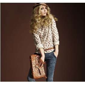 New Spring Ladies' Floral Blouses Pastoral Cotton Tops